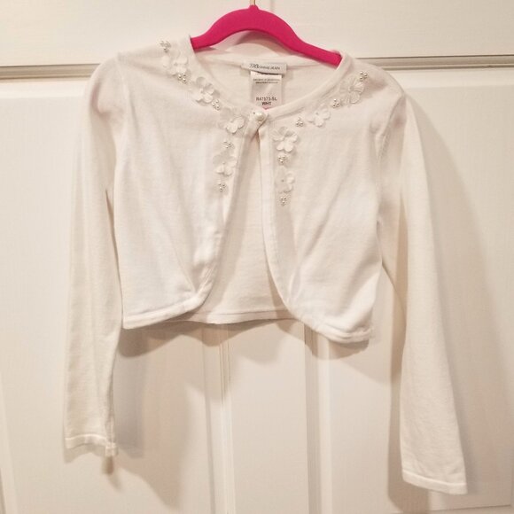 Bonnie Jean Other - Girls' Bonnie Jean White Cropped Cardigan, Size M, EUC